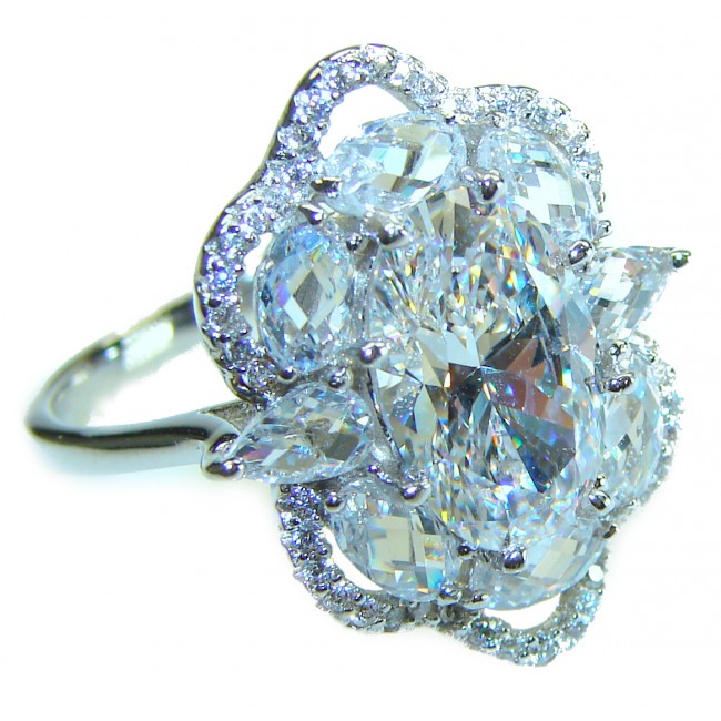 Radiant Femininity White Topaz .925 Sterling Silver handcrafted ring size 8