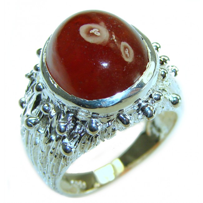 Blooming Rose Red Authentic Garnet .925 Sterling Silver handcrafted Ring size 7