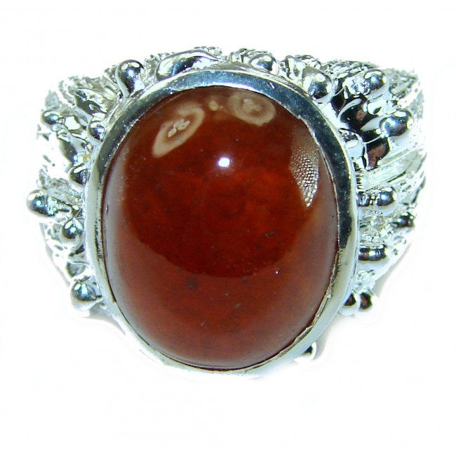 Blooming Rose Red Authentic Garnet .925 Sterling Silver handcrafted Ring size 7