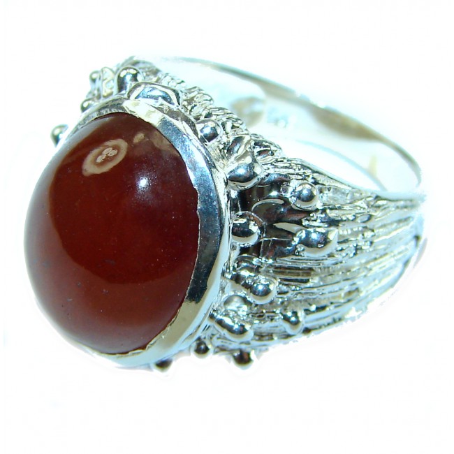 Blooming Rose Red Authentic Garnet .925 Sterling Silver handcrafted Ring size 7