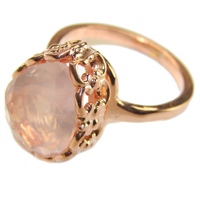 Authentic Brazilian Rose Quartz 14k Gold over .925 Sterling Silver incredible Ring size 9 1/4