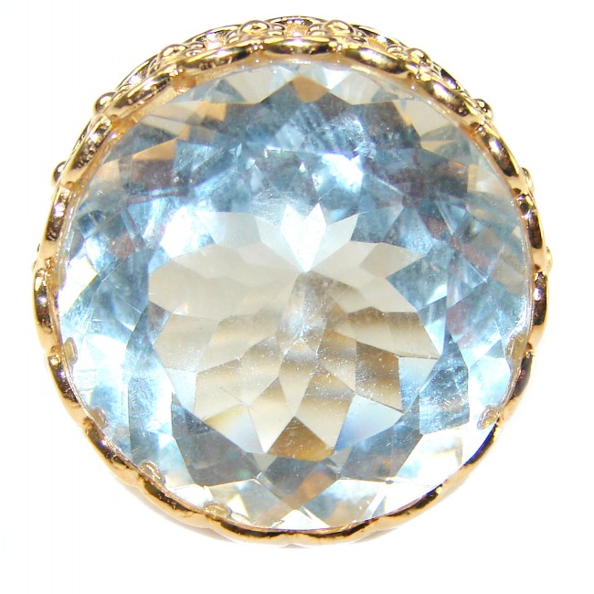 Precious 29.5 carat AQUAMARINE 14k Gold over .925 Sterling Silver Handcrafted Large Ring size 9 1/4