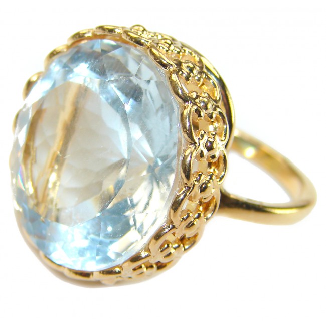 Precious 29.5 carat AQUAMARINE 14k Gold over .925 Sterling Silver Handcrafted Large Ring size 9 1/4