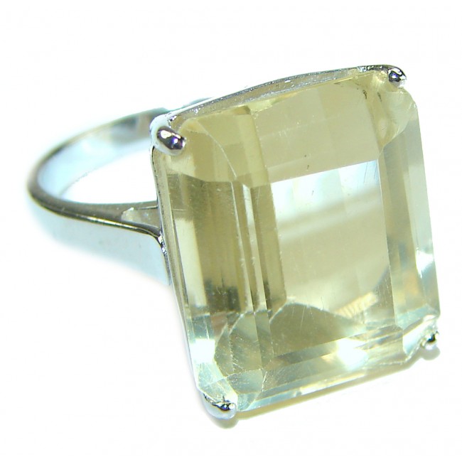 11.8 carat Genuine Lemon Quartz .925 Sterling Silver handcrafted ring size 7 3/4