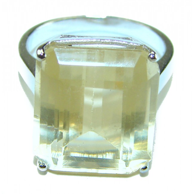 11.8 carat Genuine Lemon Quartz .925 Sterling Silver handcrafted ring size 7 3/4