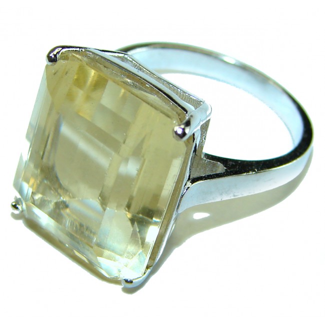 11.8 carat Genuine Lemon Quartz .925 Sterling Silver handcrafted ring size 7 3/4