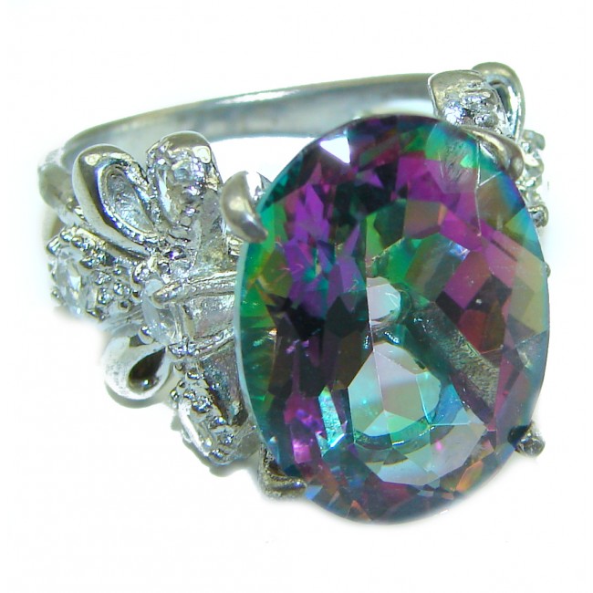 Fancy Mystic Topaz .925 Sterling Silver handcrafted ring size 8 1/2