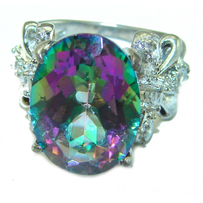 Fancy Mystic Topaz .925 Sterling Silver handcrafted ring size 8 1/2