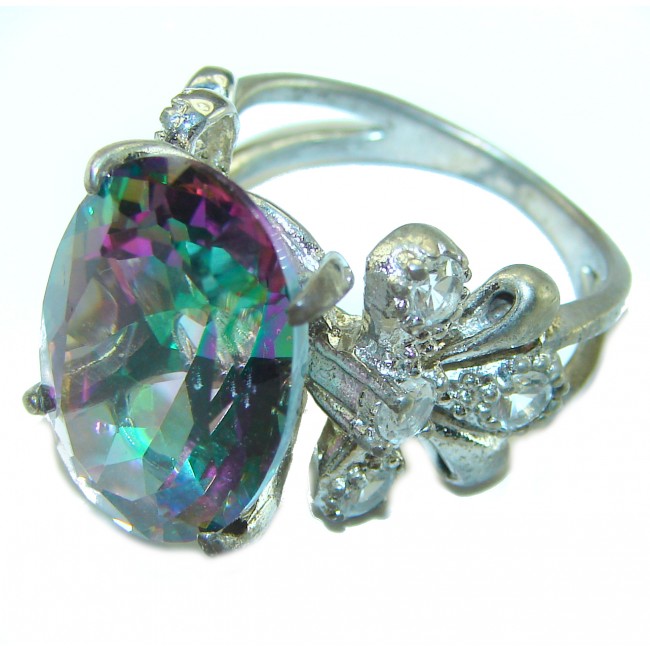 Fancy Mystic Topaz .925 Sterling Silver handcrafted ring size 8 1/2