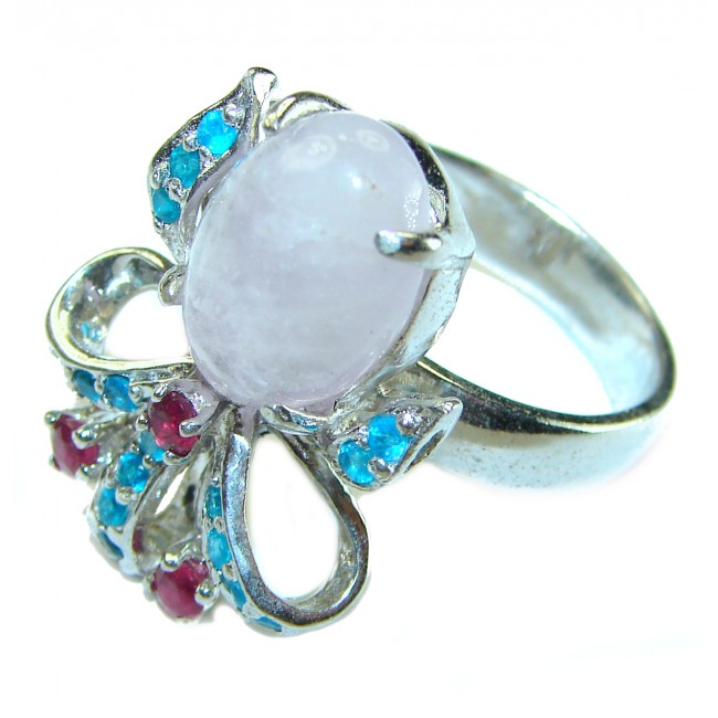 Genuine Fire Moonstone .925 Sterling Silver handcrafted ring size 8 1/4