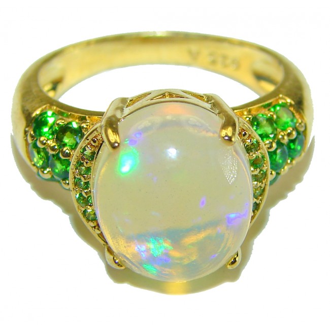 Blye Planet 8.5 carat Ethiopian Opal 18K Gold over .925 Sterling Silver handmade Ring size 6 1/4