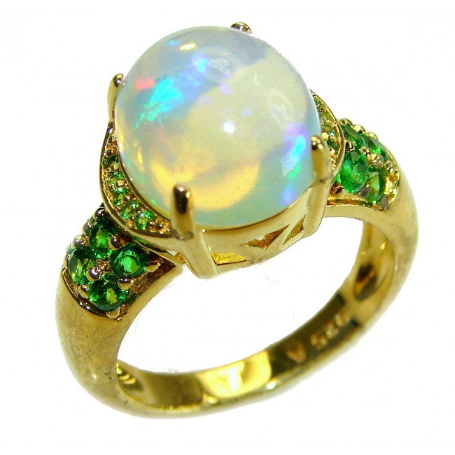 Blye Planet 8.5 carat Ethiopian Opal 18K Gold over .925 Sterling Silver handmade Ring size 6 1/4