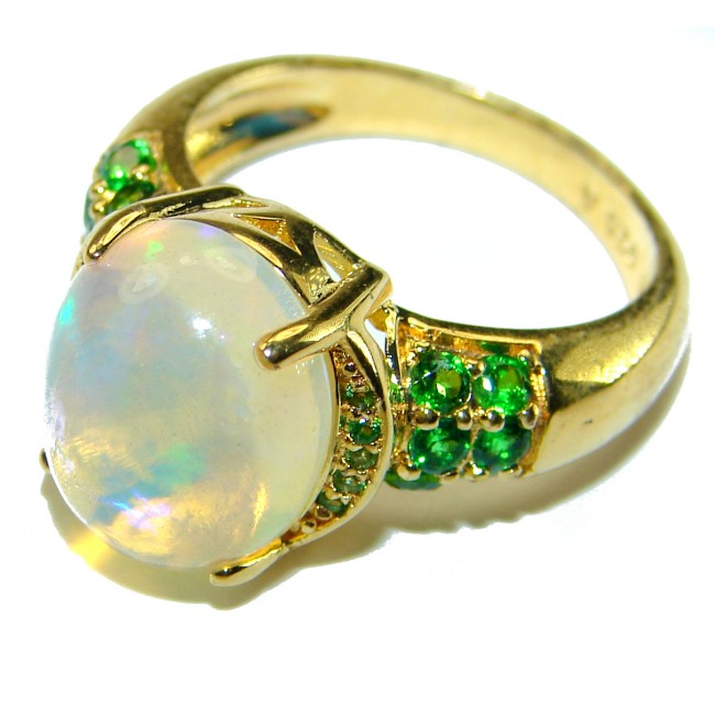 Blye Planet 8.5 carat Ethiopian Opal 18K Gold over .925 Sterling Silver handmade Ring size 6 1/4