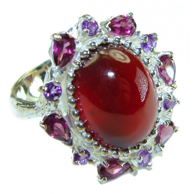 Carmen 15.8 carat authentic Ruby .925 Sterling Silver handcrafted Ring size 7 1/4