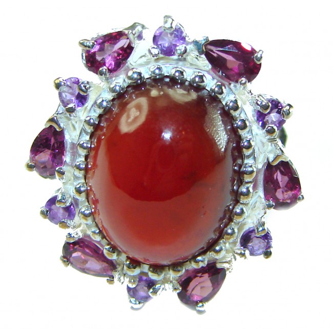 Carmen 15.8 carat authentic Ruby .925 Sterling Silver handcrafted Ring size 7 1/4