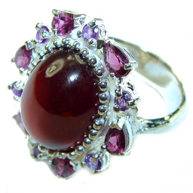 Carmen 15.8 carat authentic Ruby .925 Sterling Silver handcrafted Ring size 7 1/4