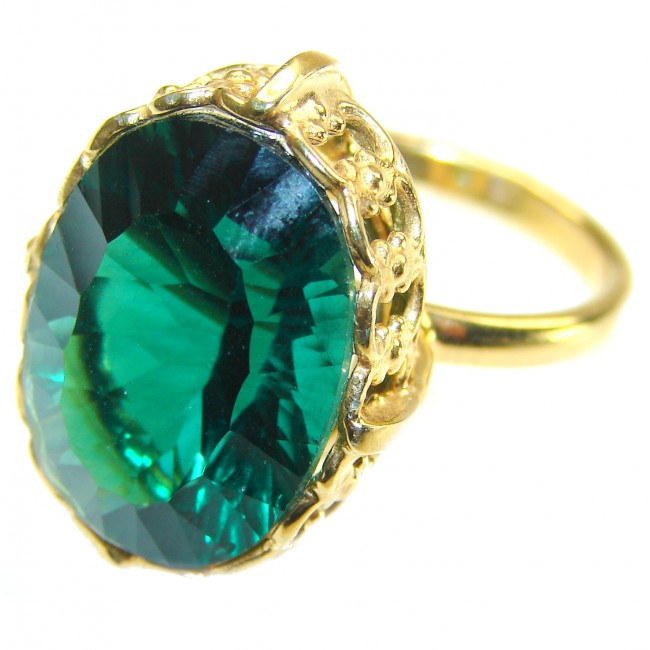 Timless Beauty 12.5 carat Helenite 14K Gold over .925 Sterling Silver handmade Ring s. 9