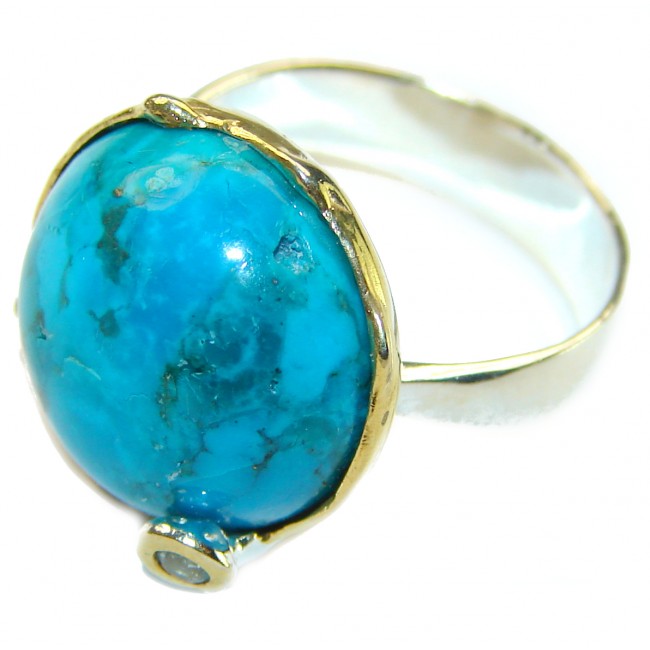 Authentic Parrot's Wing Chrysocolla 14K Gold over .925 Sterling Silver handcrafted ring size 7 1/2