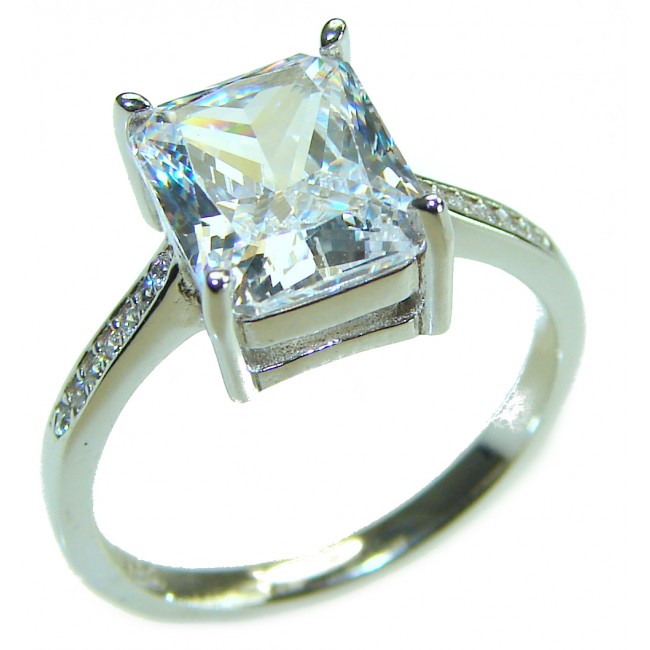 6.5 carat White Topaz .925 Sterling Silver handcrafted ring size 7