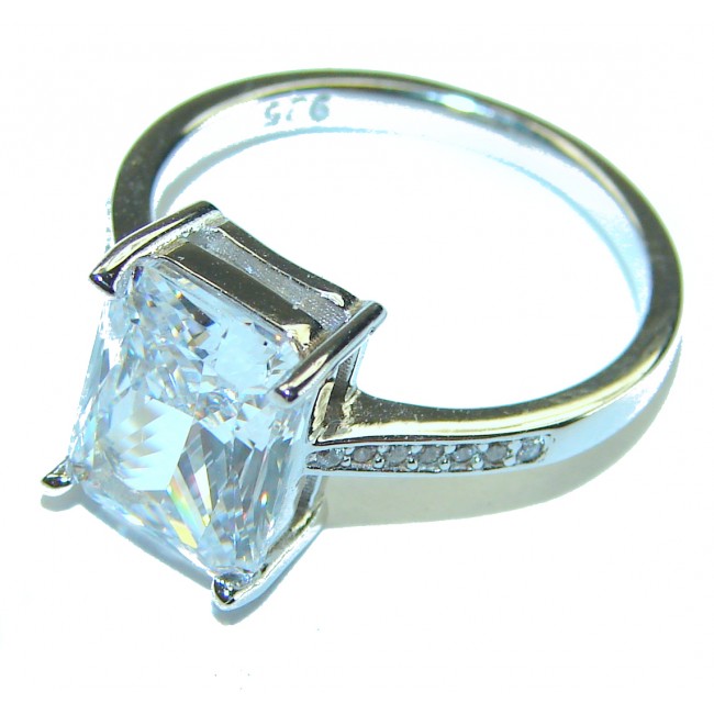 6.5 carat White Topaz .925 Sterling Silver handcrafted ring size 7