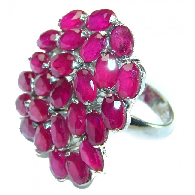 Rose Garden 19.5 carat Great quality unique Ruby .925 Sterling Silver handcrafted Ring size 7 1/4