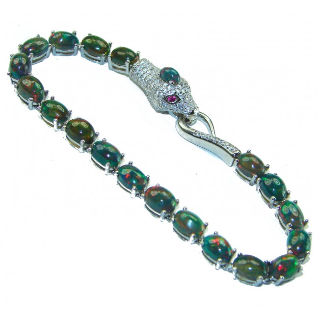 Sublime Brilliance Authentic Black Opal .925 Sterling Silver handcrafted bracelet