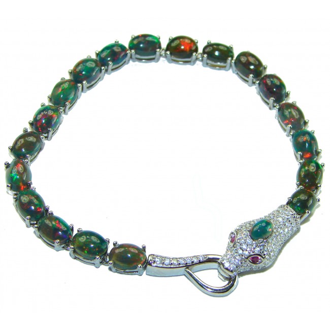 Sublime Brilliance Authentic Black Opal .925 Sterling Silver handcrafted bracelet