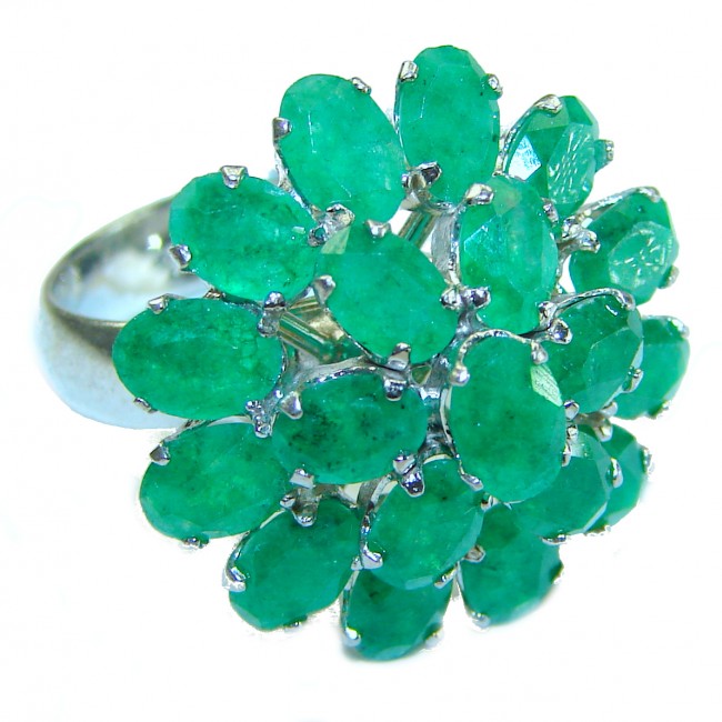 Anastasia 10.5 carat Colombian Emerald .925 Sterling Silver handmade Ring size 8