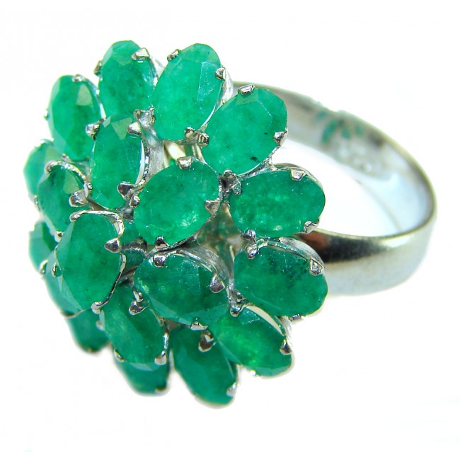 Anastasia 10.5 carat Colombian Emerald .925 Sterling Silver handmade Ring size 8