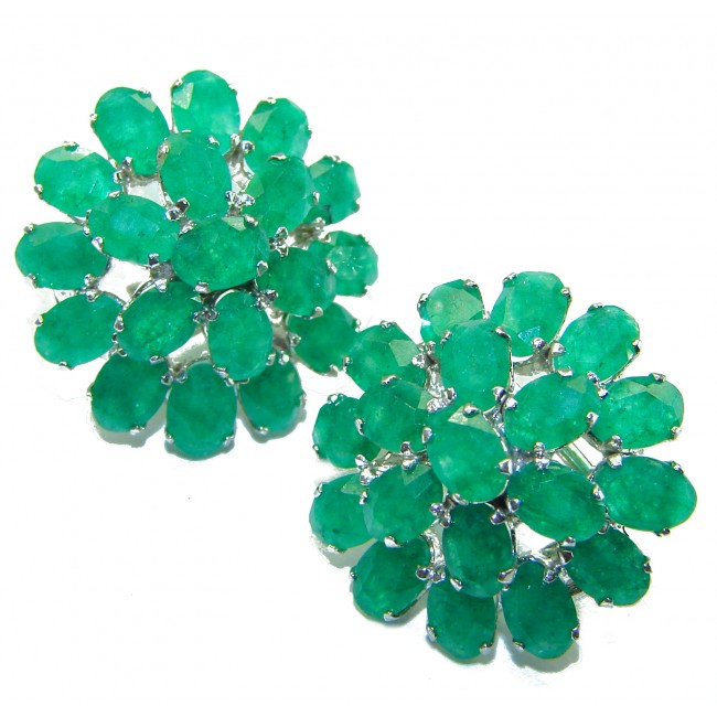 Anastasia 10.5 carat Colombian Emerald .925 Sterling Silver handcrafted earrings