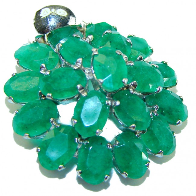 Anastasia 15.5 carat Colombian Emerald .925 Sterling Silver handmade Pendant