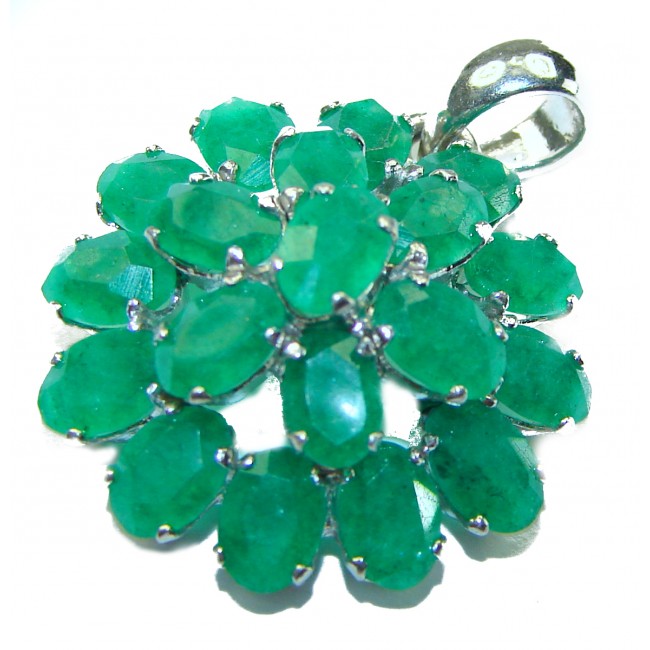 Anastasia 15.5 carat Colombian Emerald .925 Sterling Silver handmade Pendant