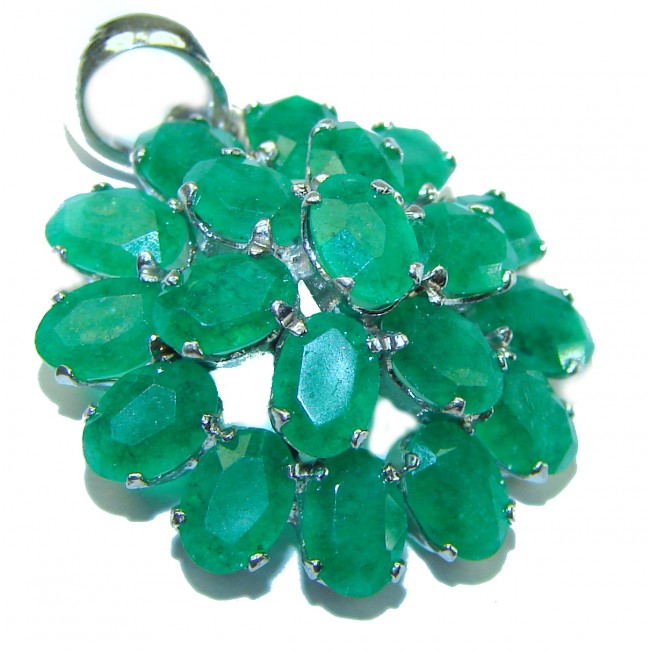 Anastasia 15.5 carat Colombian Emerald .925 Sterling Silver handmade Pendant