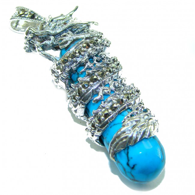 Wild Dragon Turquoise .925 Sterling Silver handmade Pendant