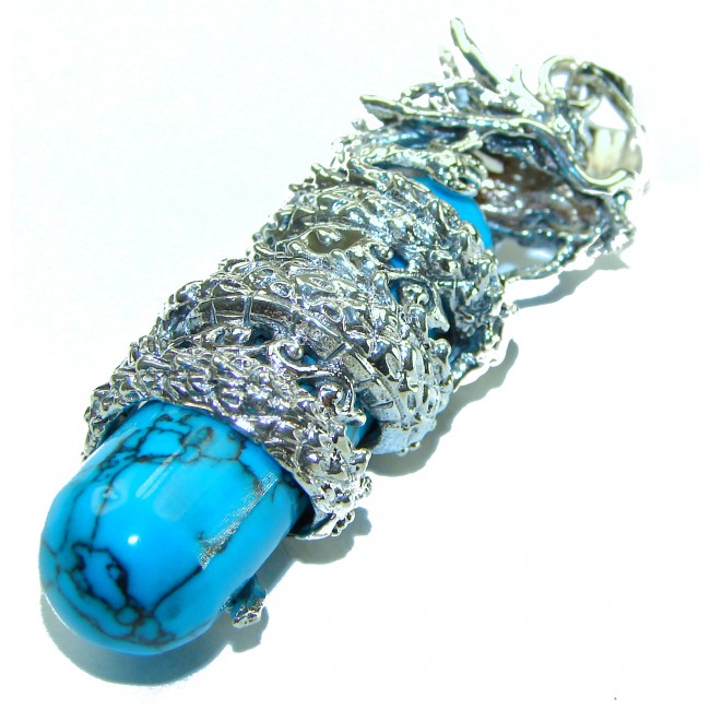 Wild Dragon Turquoise .925 Sterling Silver handmade Pendant