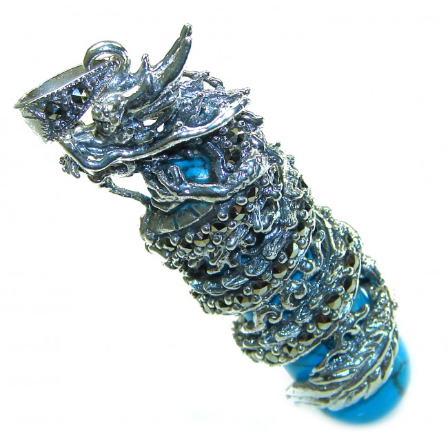 Wild Dragon Turquoise .925 Sterling Silver handmade Pendant