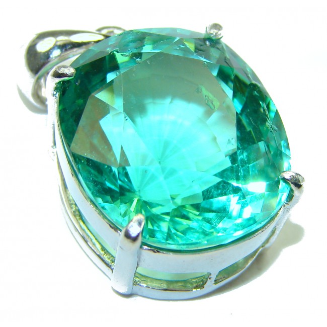 Superior quality 42.2 carat Fresh Green Topaz .925 Sterling Silver Pendant