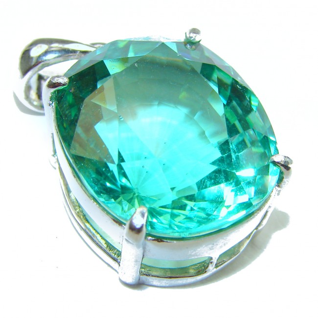 Superior quality 42.2 carat Fresh Green Topaz .925 Sterling Silver Pendant