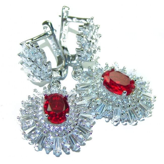 Rose Garden Beauty authentic Red Topaz .925 Sterling Silver handcrafted earrings