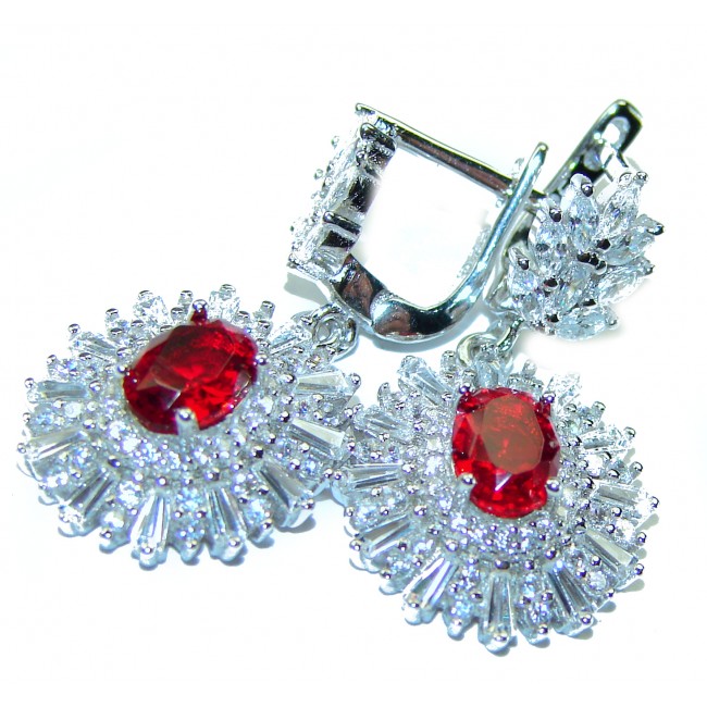 Rose Garden Beauty authentic Red Topaz .925 Sterling Silver handcrafted earrings