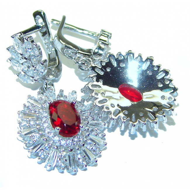 Rose Garden Beauty authentic Red Topaz .925 Sterling Silver handcrafted earrings