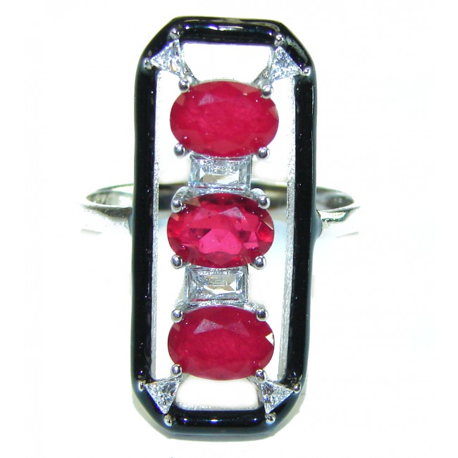 Art Decor quality unique Ruby .925 Sterling Silver handcrafted Ring size 8