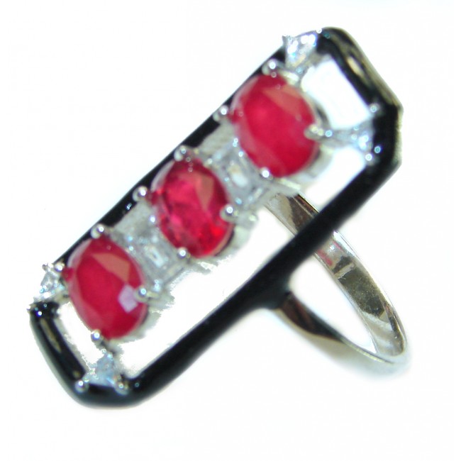 Art Decor quality unique Ruby .925 Sterling Silver handcrafted Ring size 8