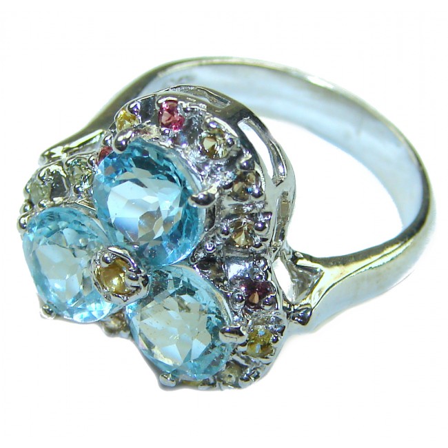 Ocean drops Swiss Blue Topaz .925 Sterling Silver handmade Ring size 8