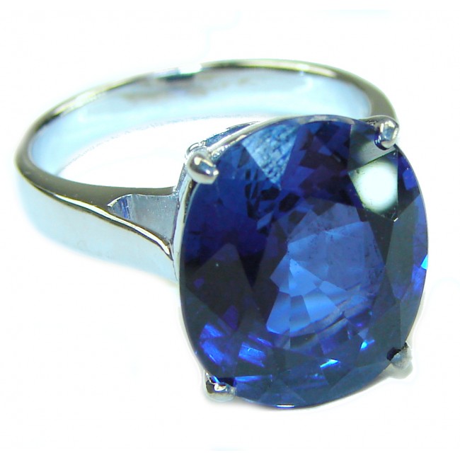 Blue Flames 25.8 carat London Blue Topaz .925 Sterling Silver handcrafted Ring size 8