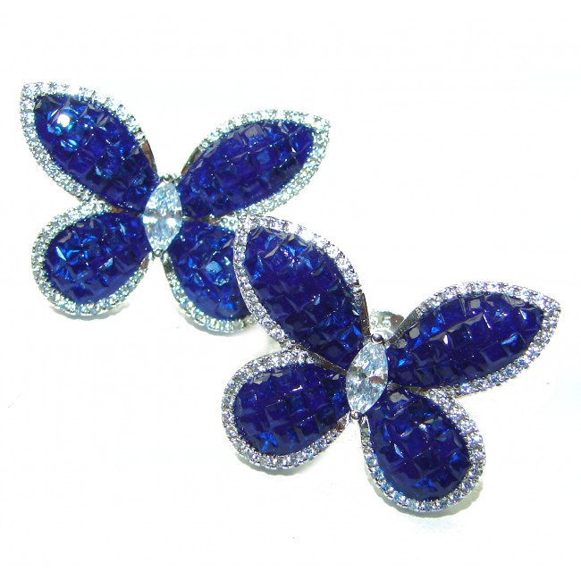 Magnificent Jewel Sapphire Butterflies .925 Sterling Silver handcrafted incredible earrings