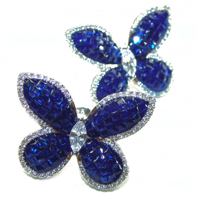 Magnificent Jewel Sapphire Butterflies .925 Sterling Silver handcrafted incredible earrings