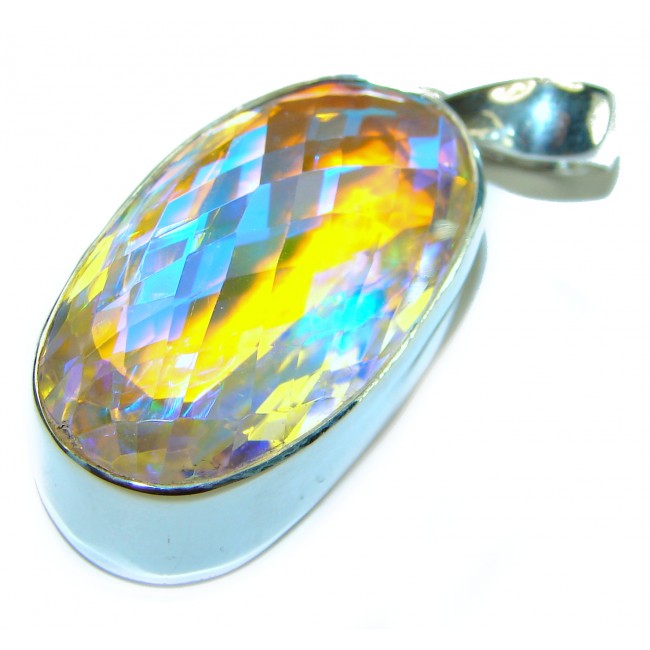 Eau Pure 33.5 carat AQUA Topaz .925 Sterling Silver handmade Pendant