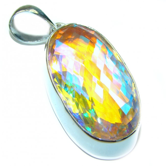 Eau Pure 33.5 carat AQUA Topaz .925 Sterling Silver handmade Pendant