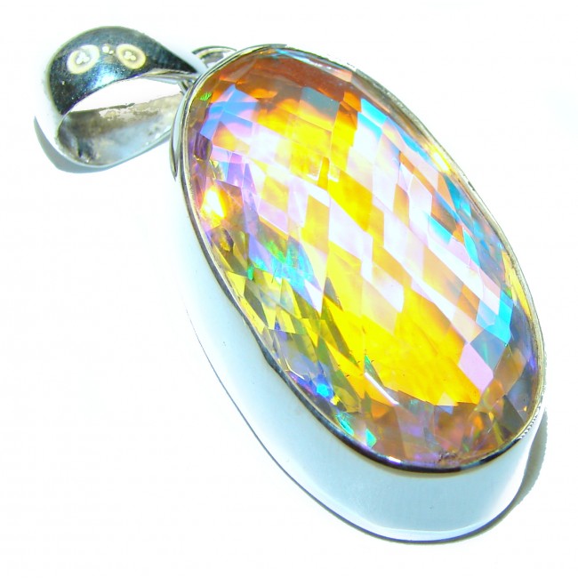 Eau Pure 33.5 carat AQUA Topaz .925 Sterling Silver handmade Pendant